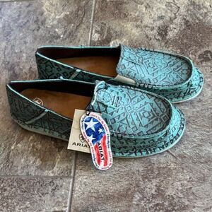 Western Boho Ariat Cruiser Turq Blanket Emboss Women 9 Turquoise Loafers Shoes